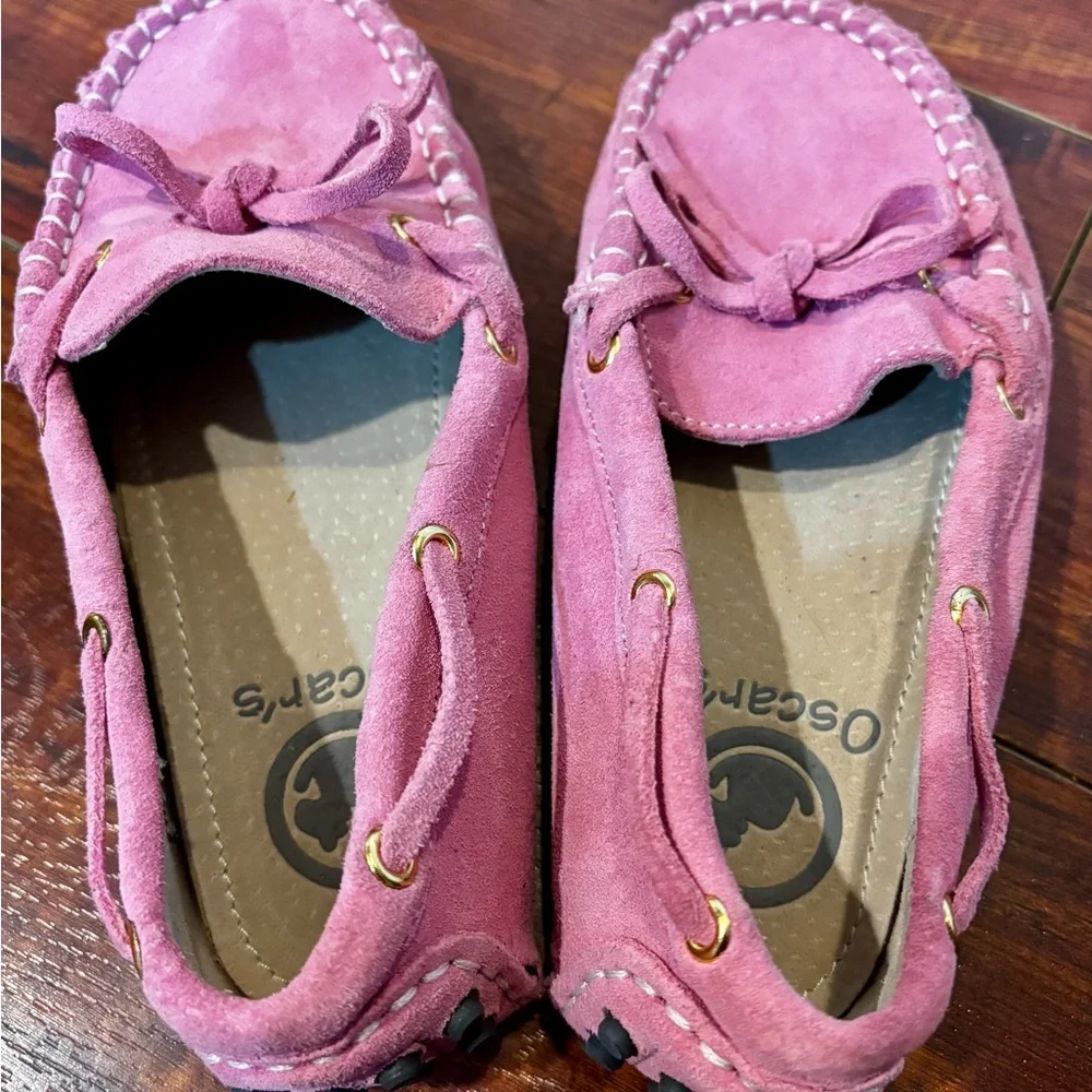 Oscar’s For Kids Capri Pink Leather Suede Loafers — Size 13